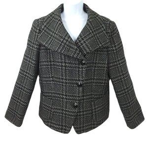 Talbots Collections Petites 3 Button Plaid Jacket Womens Size 14 Metallic Sheen